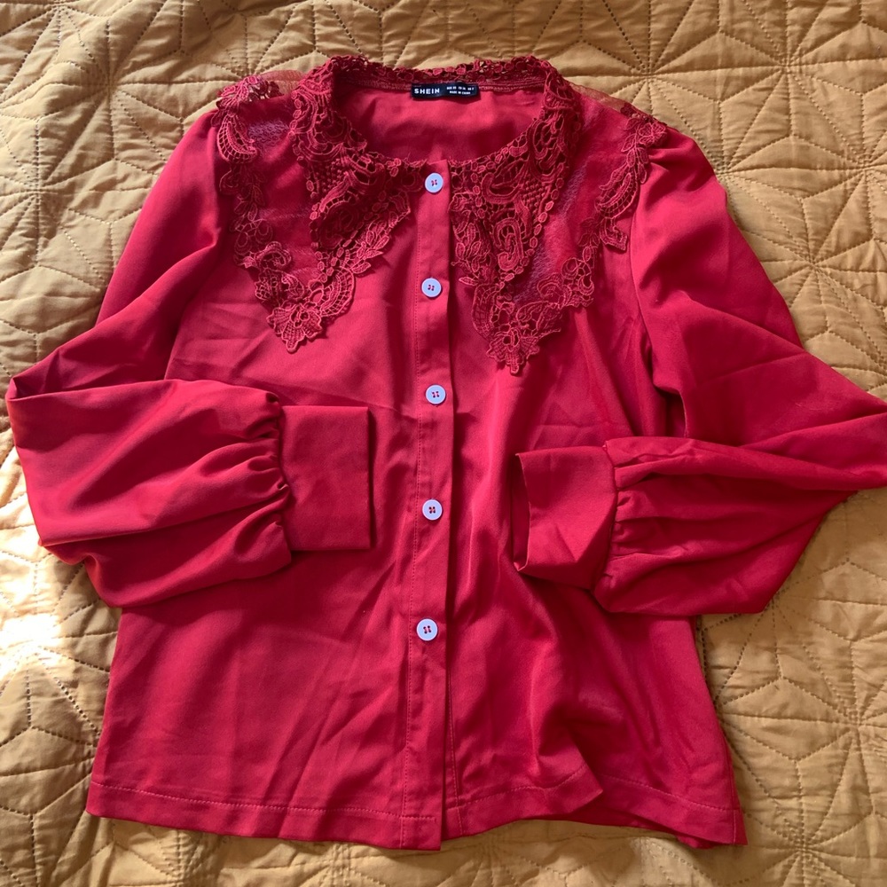 Lipstick Red 1960s-Inspired Lolita Style Blouse